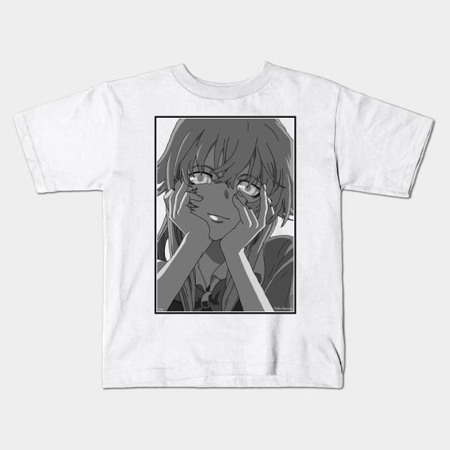 Yuno Gasai, Yandere Face Ver. (Grayscale) Kids T-Shirt by VioletLilithArt